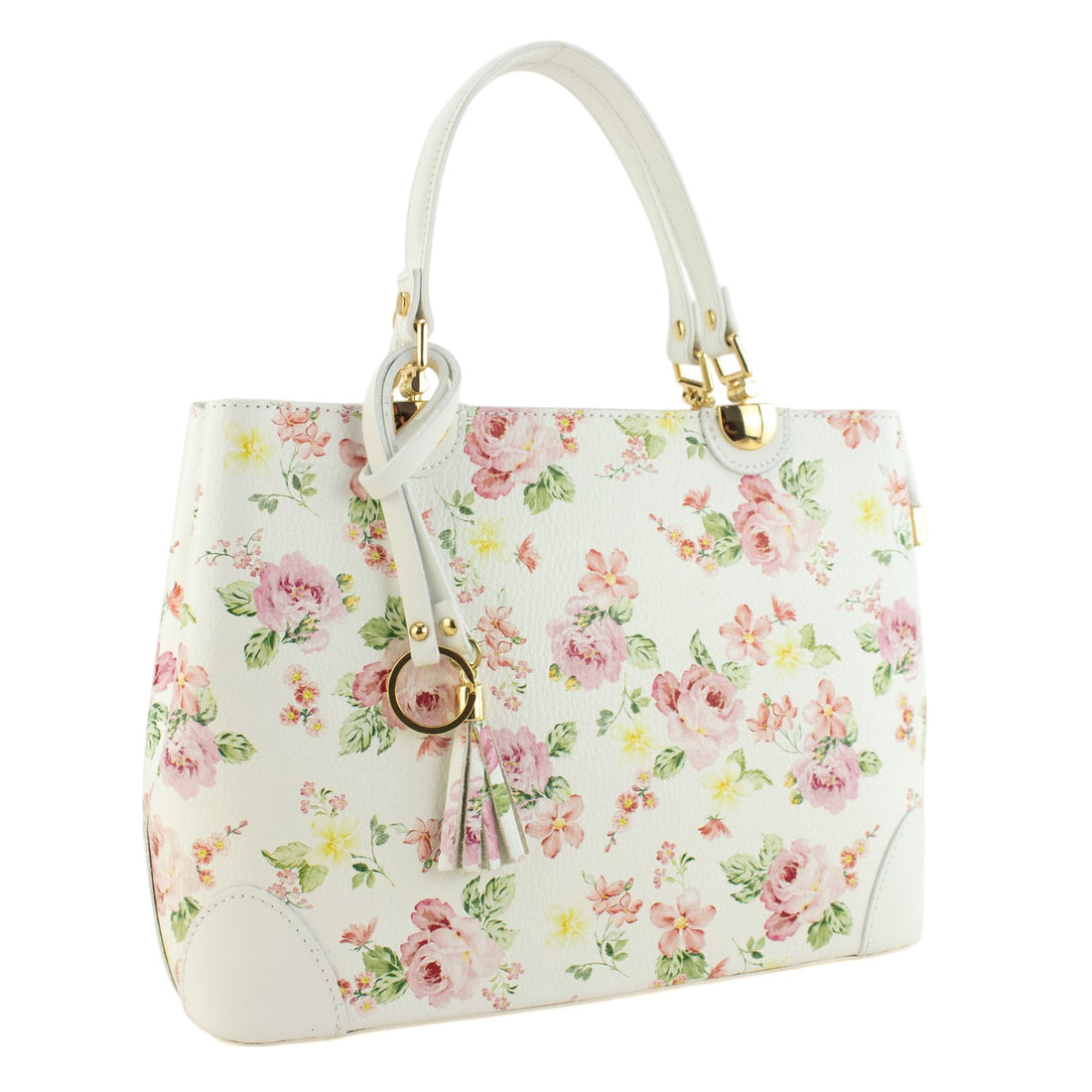 Bolso en piel Pregato Eleganza Flores Rosas - KimondoShop