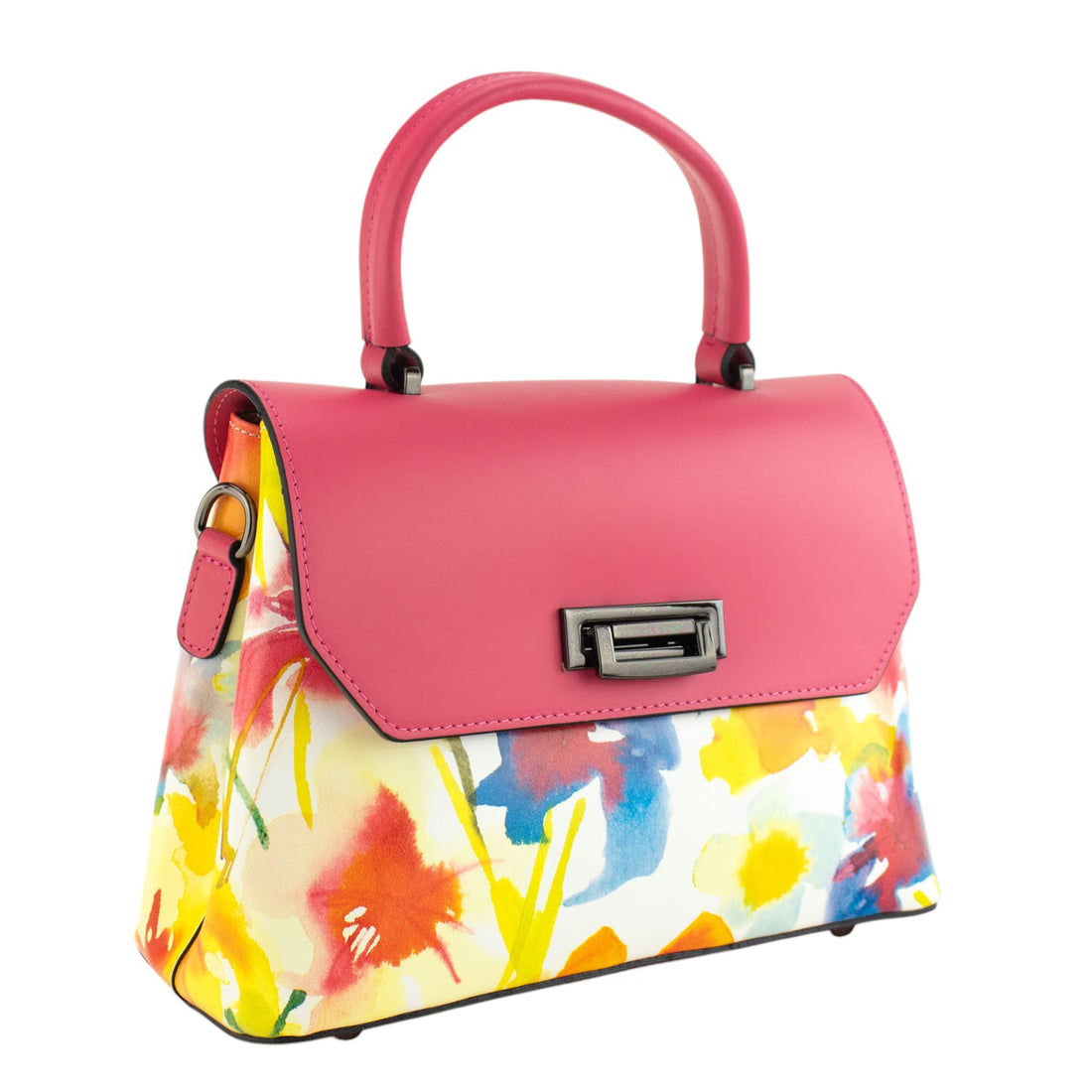 Bolso con solapa en piel Pregato Passione Coral Acuarela cálidos