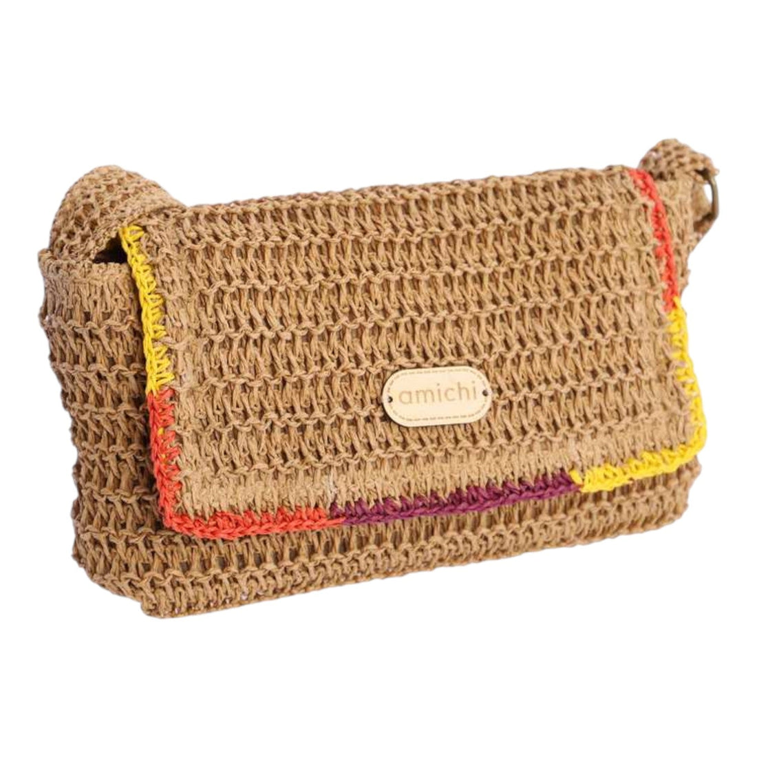 Bandolera Amichi rafia Forge Marrón - KimondoShop