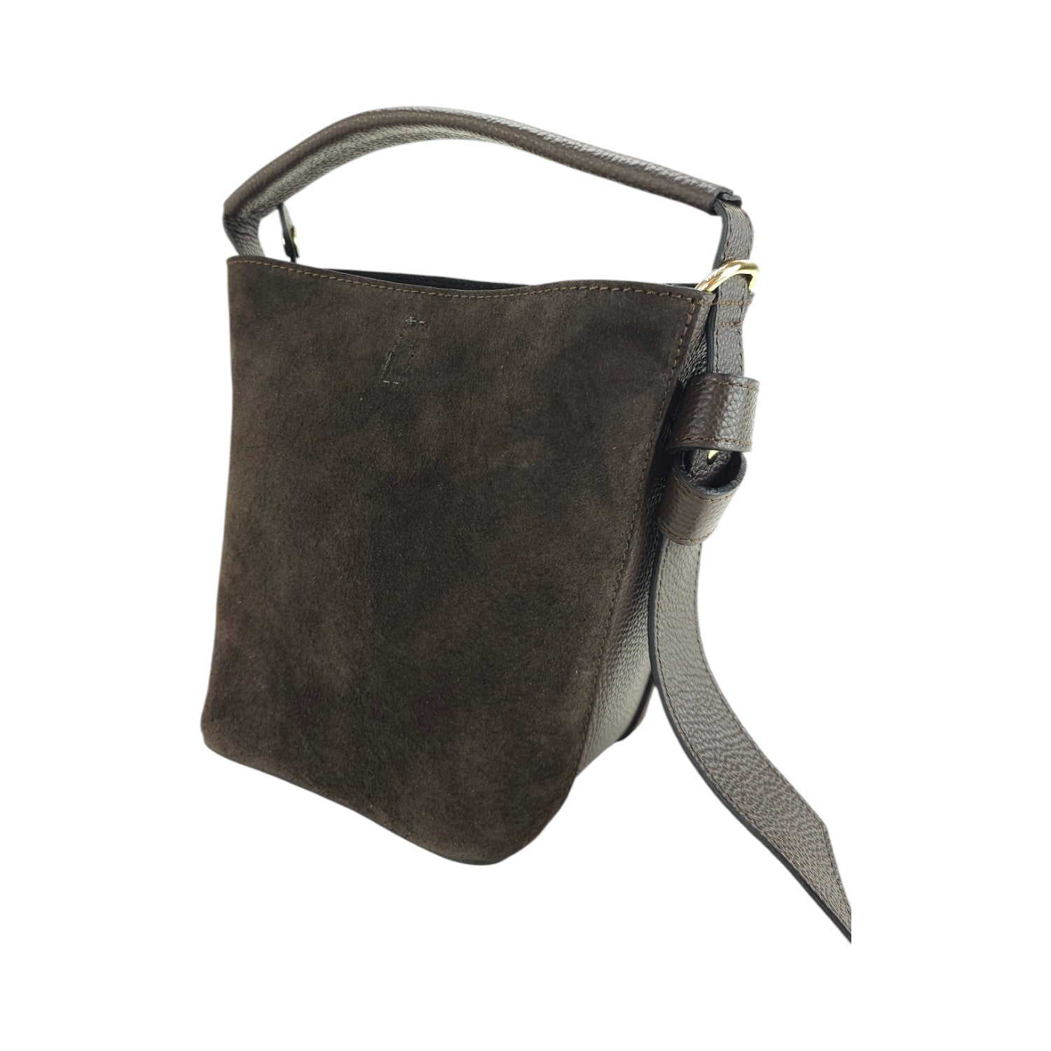 Bolso bucket en Piel Pregato Alessia Ante Chocolate - KimondoShop