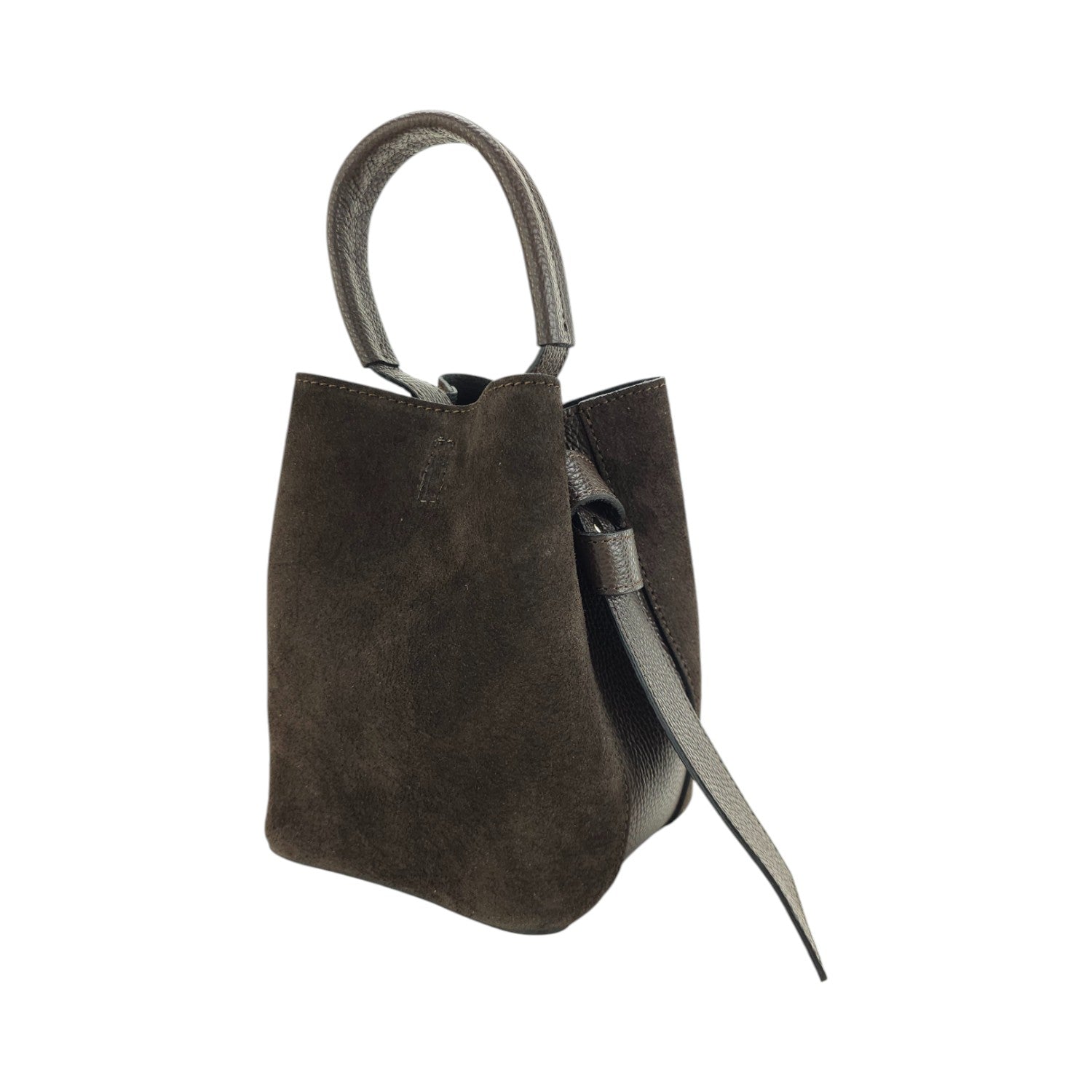 Bolso bucket en Piel Pregato Alessia Ante Chocolate - KimondoShop