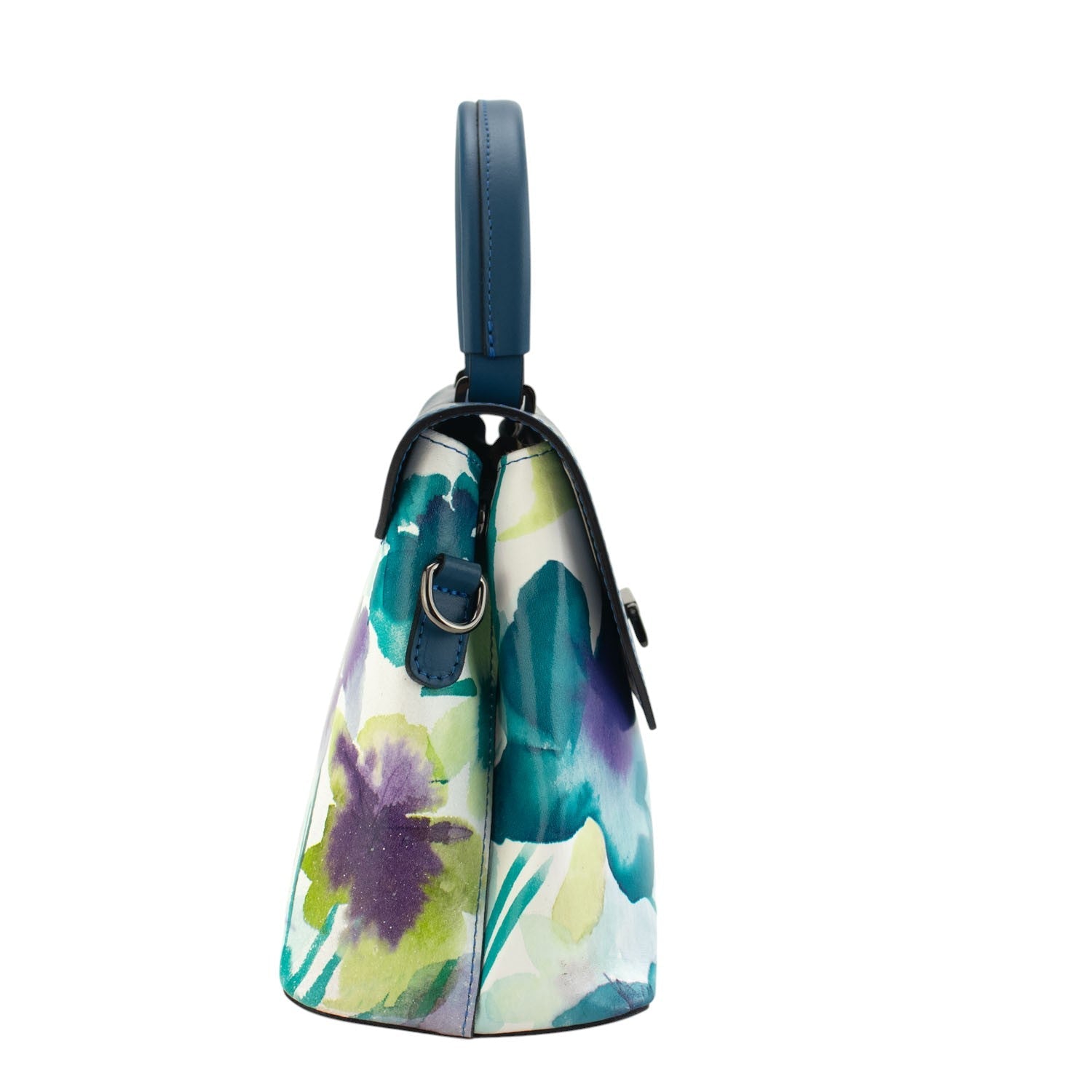 Bolso con solapa en piel Pregato Passione Acuarela azules - KimondoShop