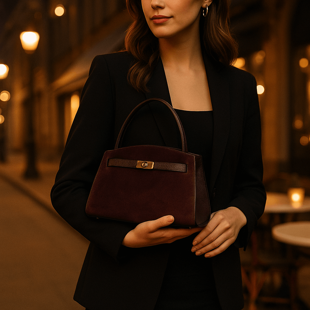 Bolso de mano en piel Pregato Nuit Ante Burdeos - KimondoShop