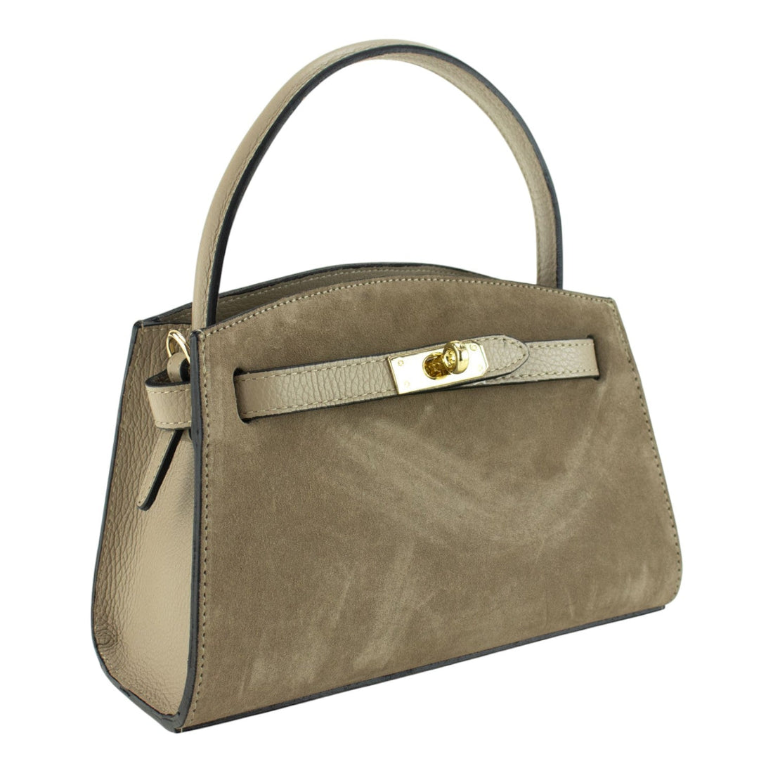 Bolso de mano en piel Pregato Nuit Ante Taupe - KimondoShop