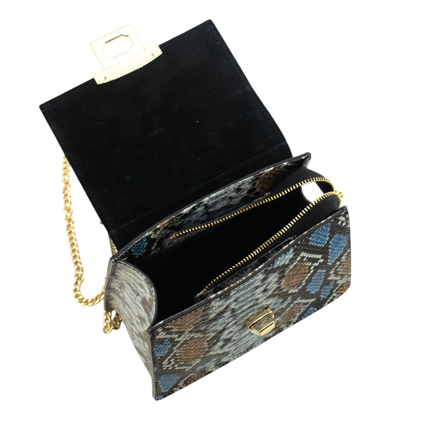 Bolso de mano Piel Pregato Gekko Azul gris - KimondoShop
