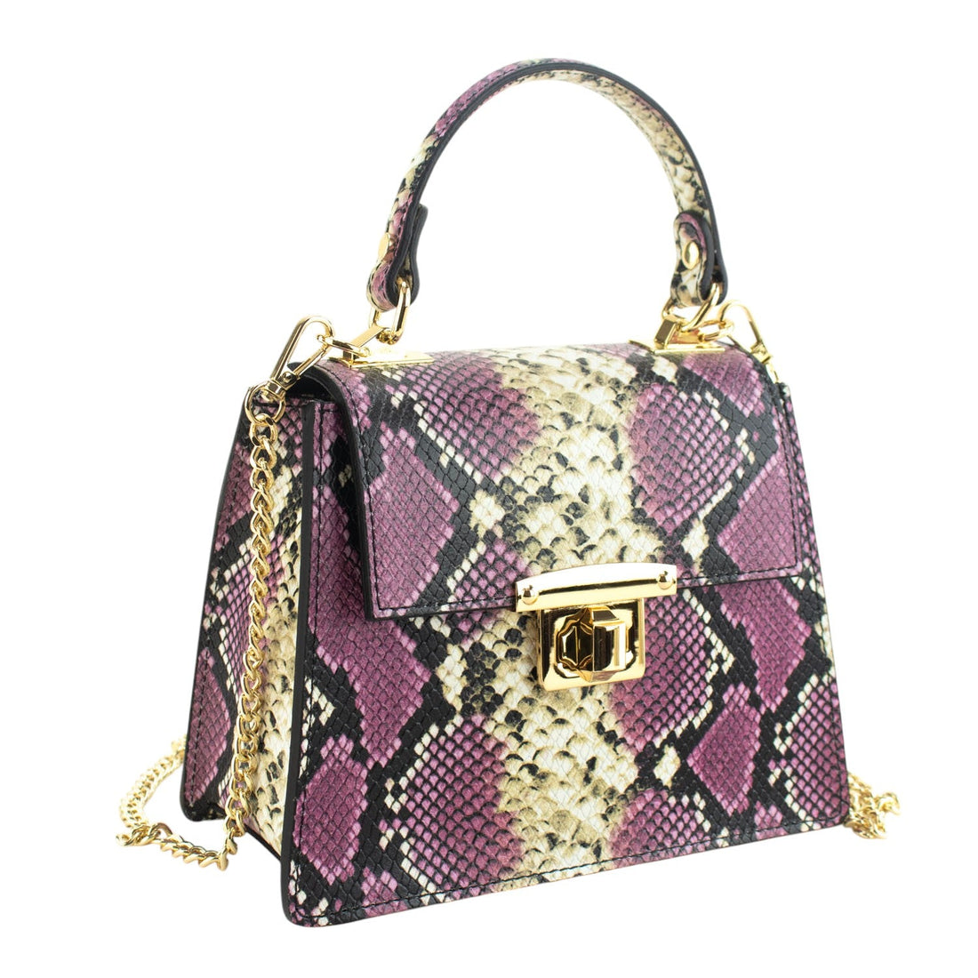 Bolso de mano Piel Pregato Gekko Lila Beige - KimondoShop