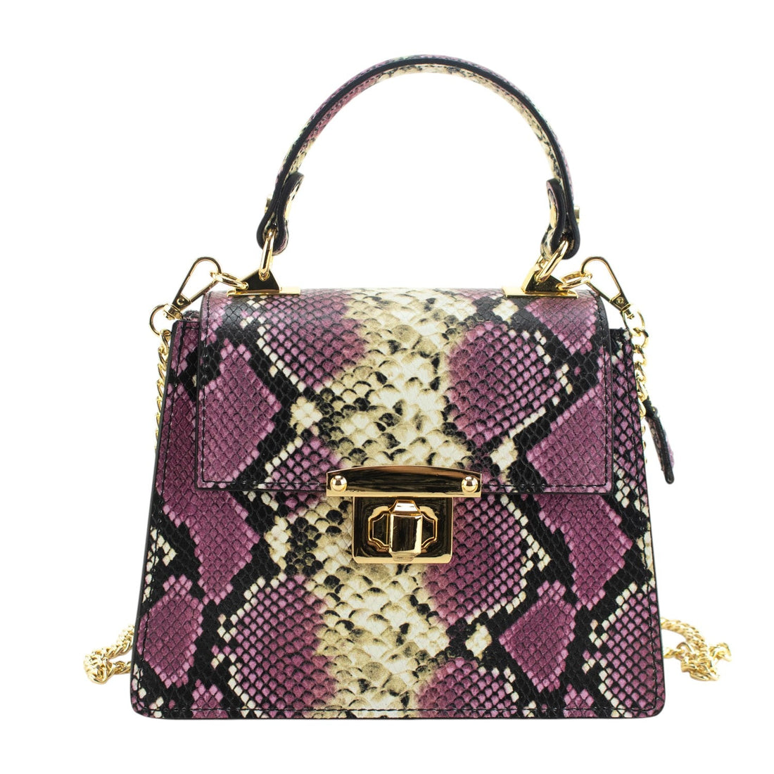 Bolso de mano Piel Pregato Gekko Lila Beige - KimondoShop