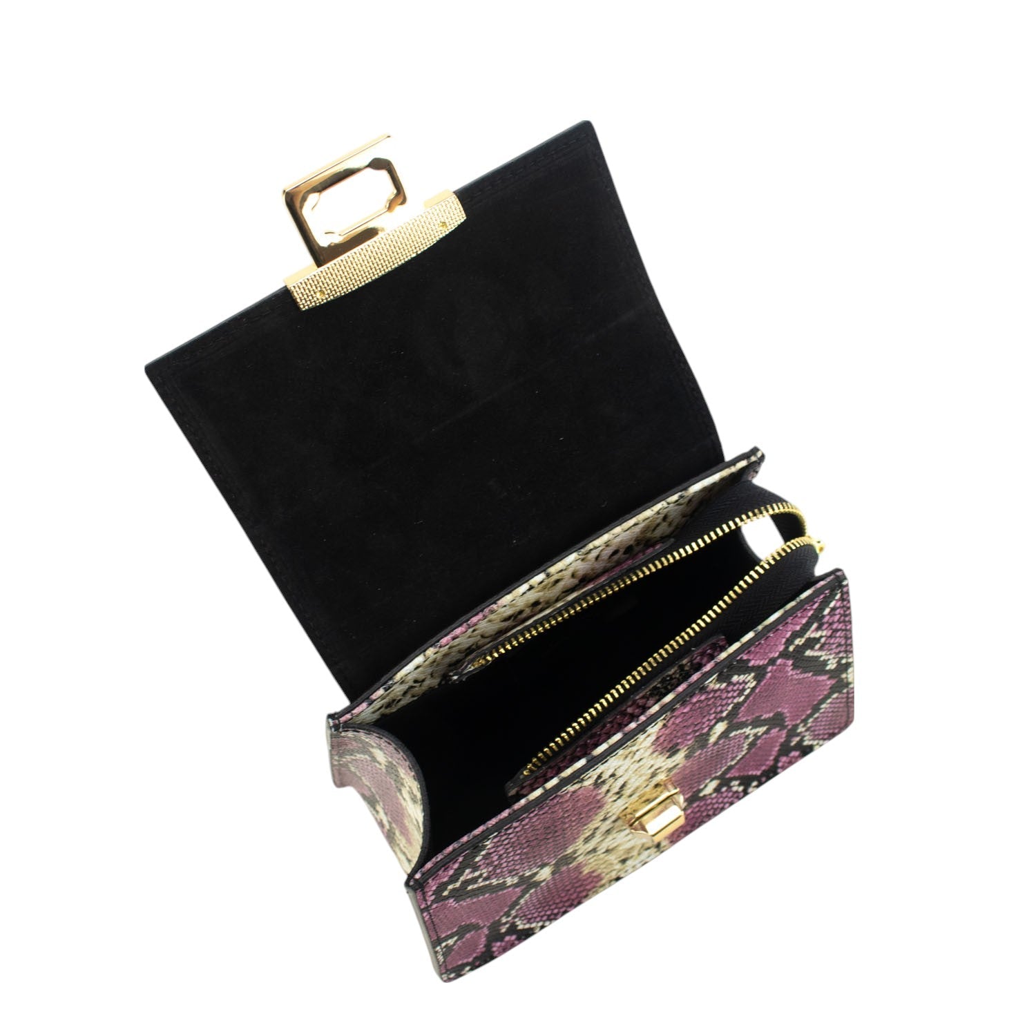 Bolso de mano Piel Pregato Gekko Lila Beige - KimondoShop