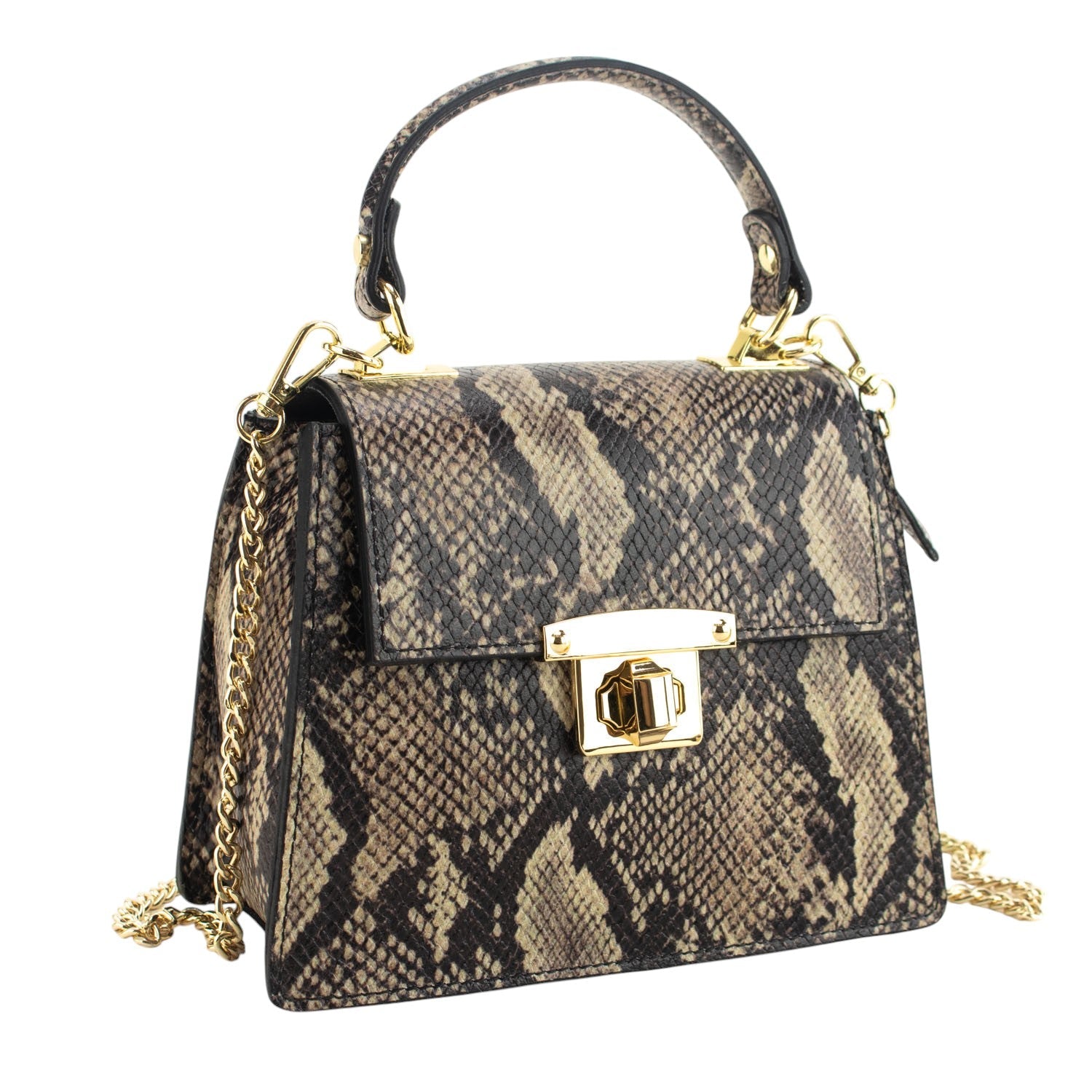 Bolso de mano Piel Pregato Gekko Marrón Dorado - KimondoShop
