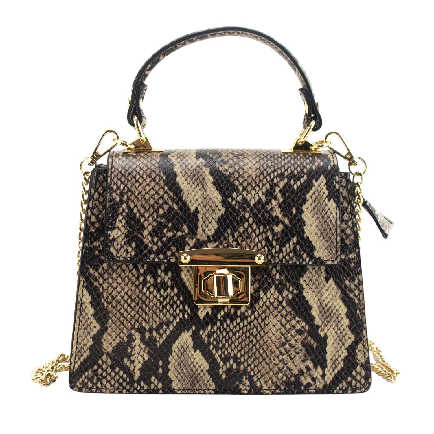 Bolso de mano Piel Pregato Gekko Marrón Dorado - KimondoShop