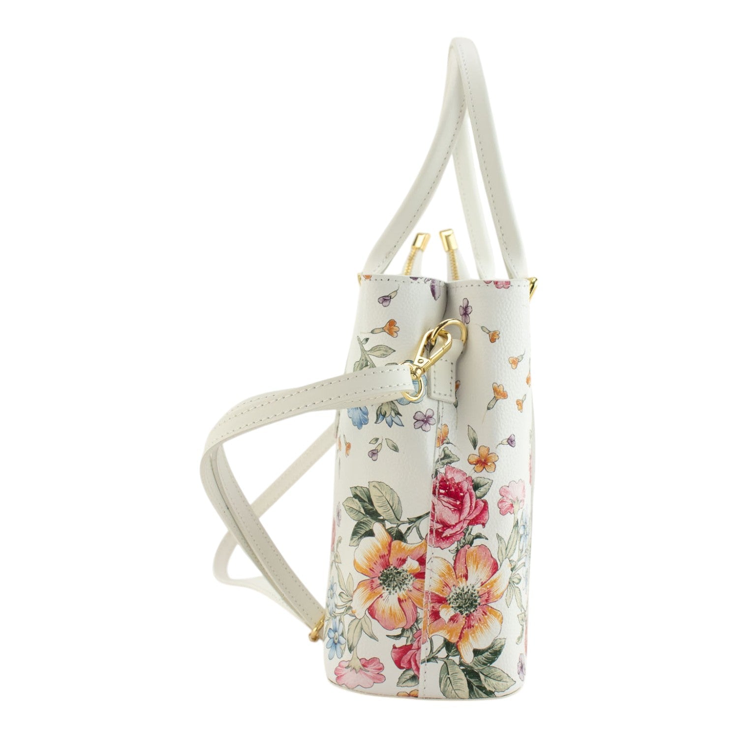 Bolso de mano Piel Pregato Serena Flores Blancas - KimondoShop