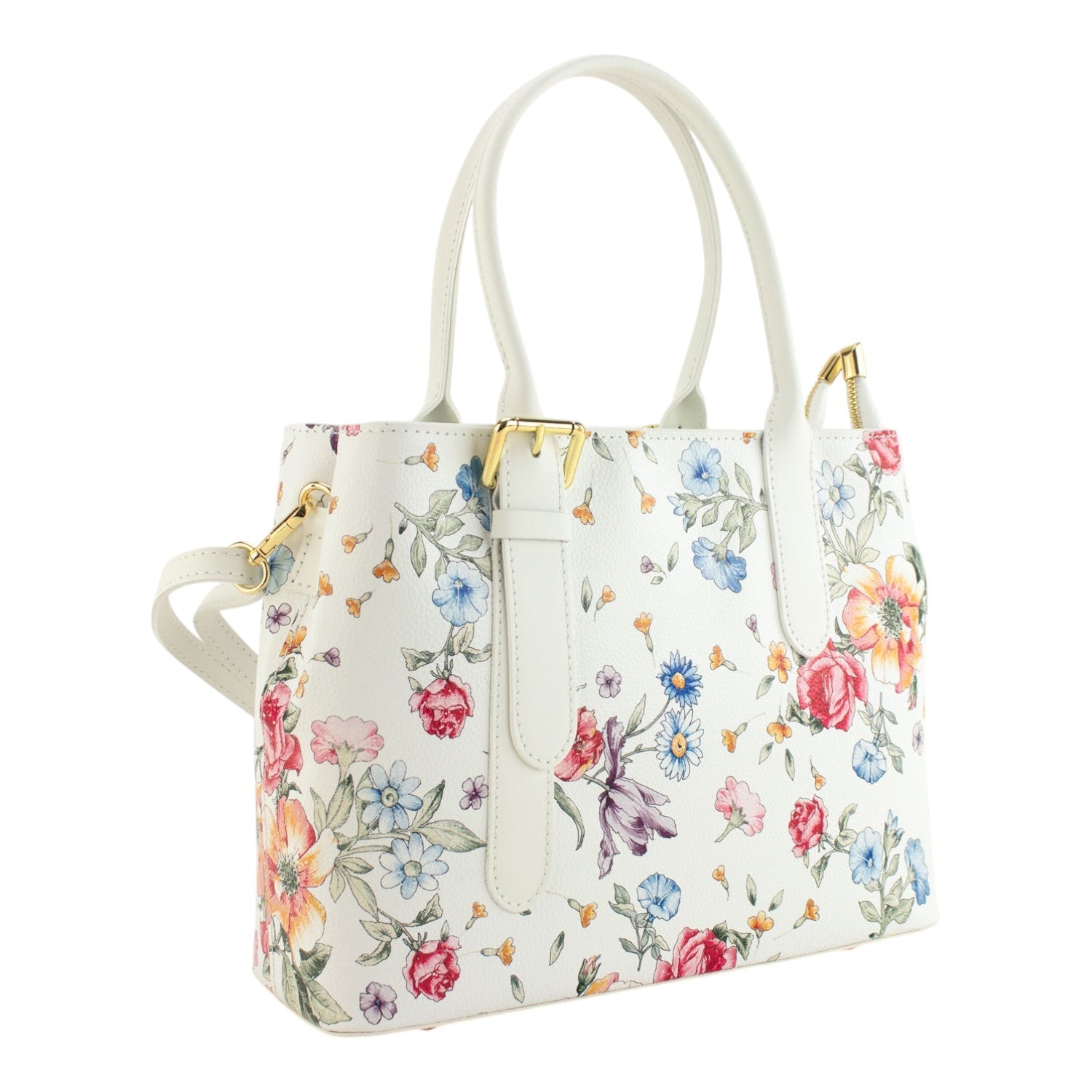 Bolso de mano Piel Pregato Serena Flores Blancas - KimondoShop