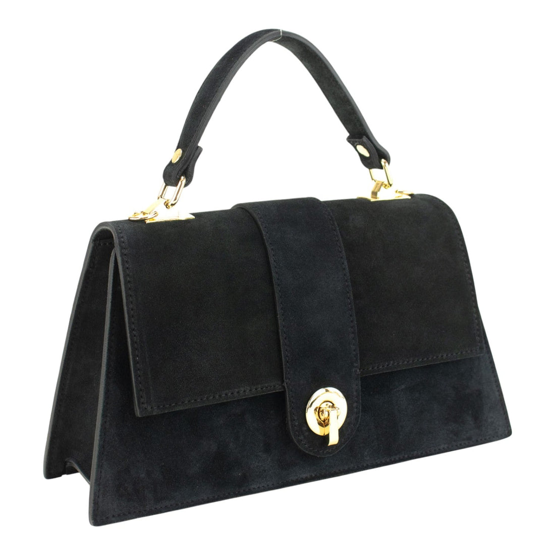 Bolso en piel Pregato Camelia Ante Negro - KimondoShop