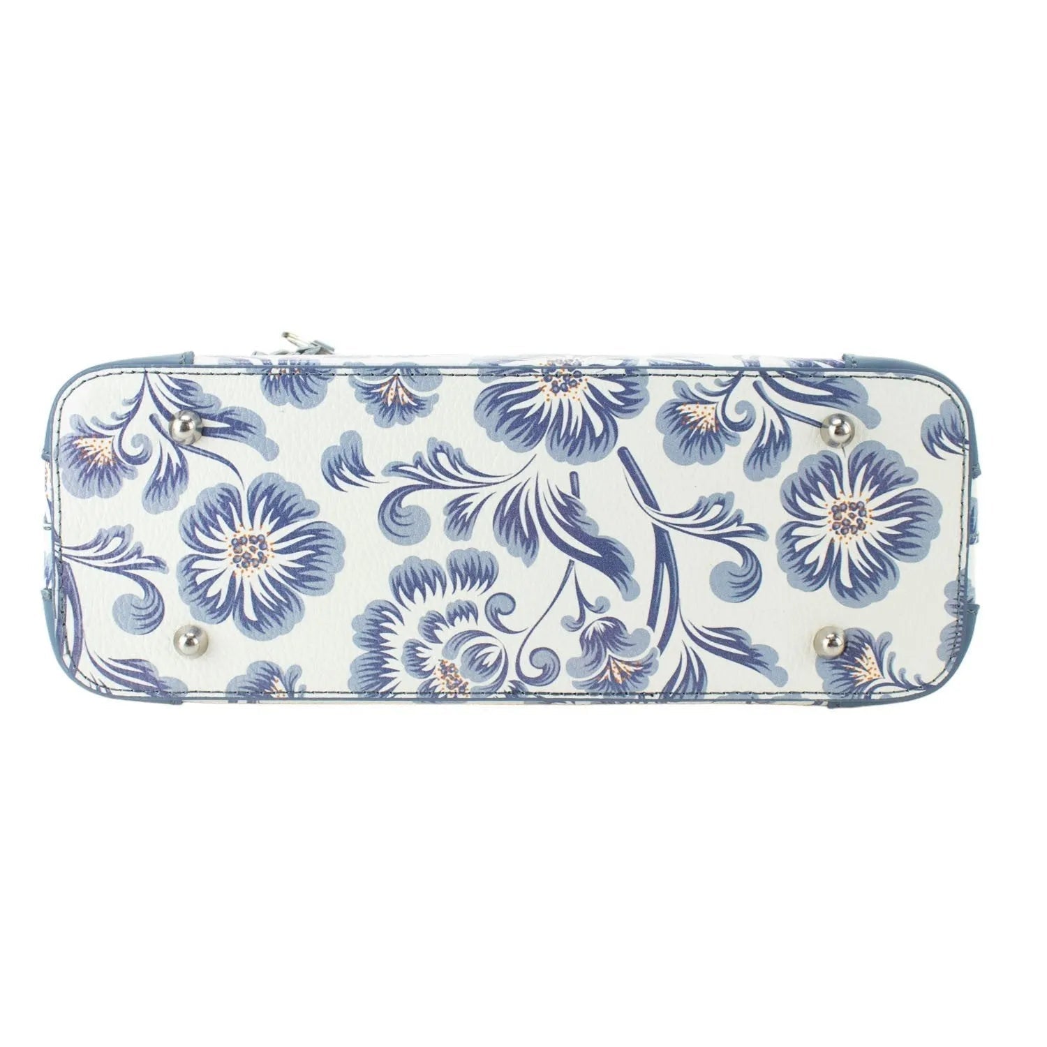 Bolso en piel Pregato Eleganza Flores azules Azulejo - KimondoShop