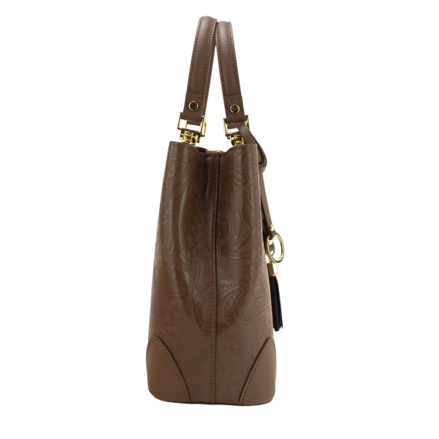 Bolso en piel Pregato Eleganza Grabado Marrón - KimondoShop