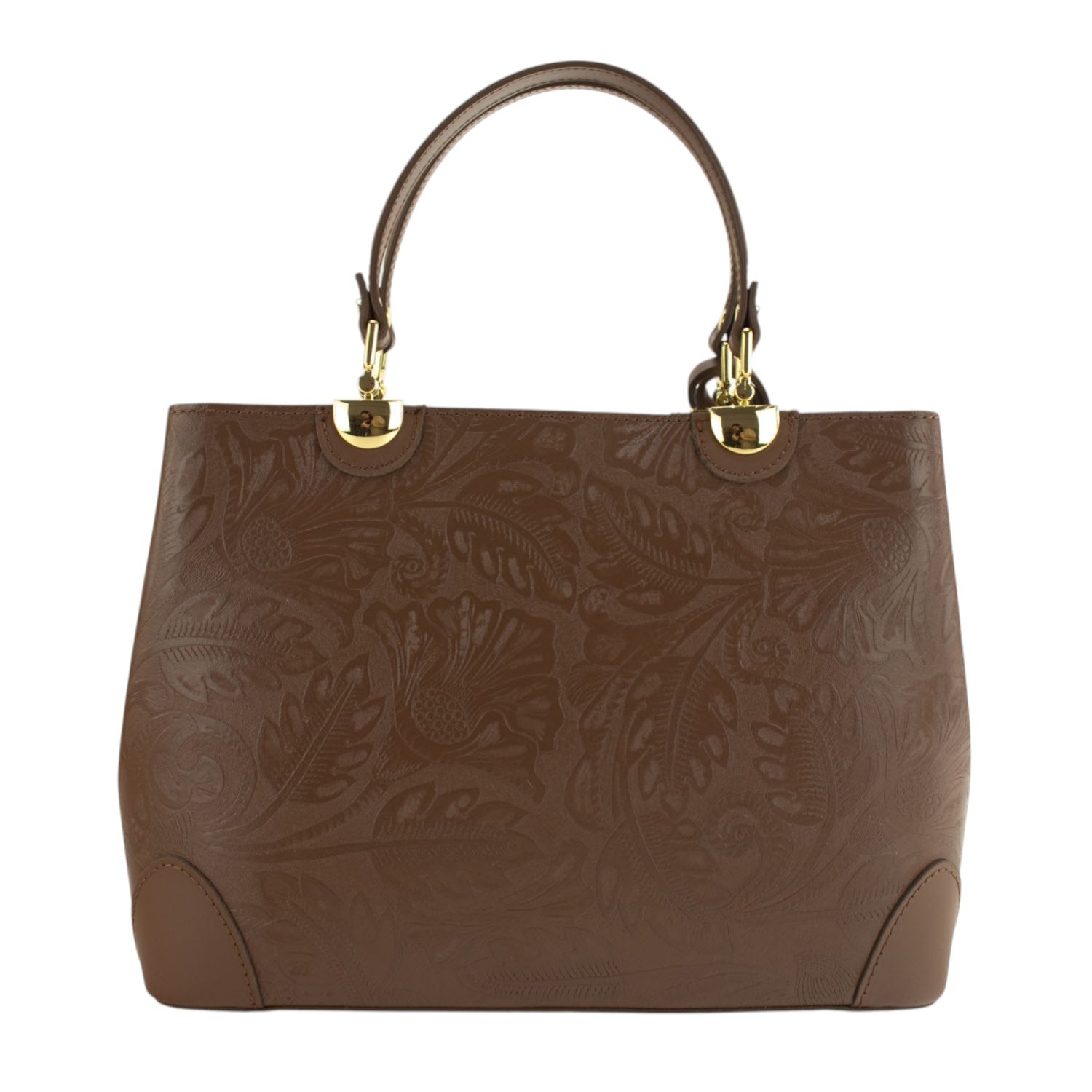 Bolso en piel Pregato Eleganza Grabado Marrón - KimondoShop