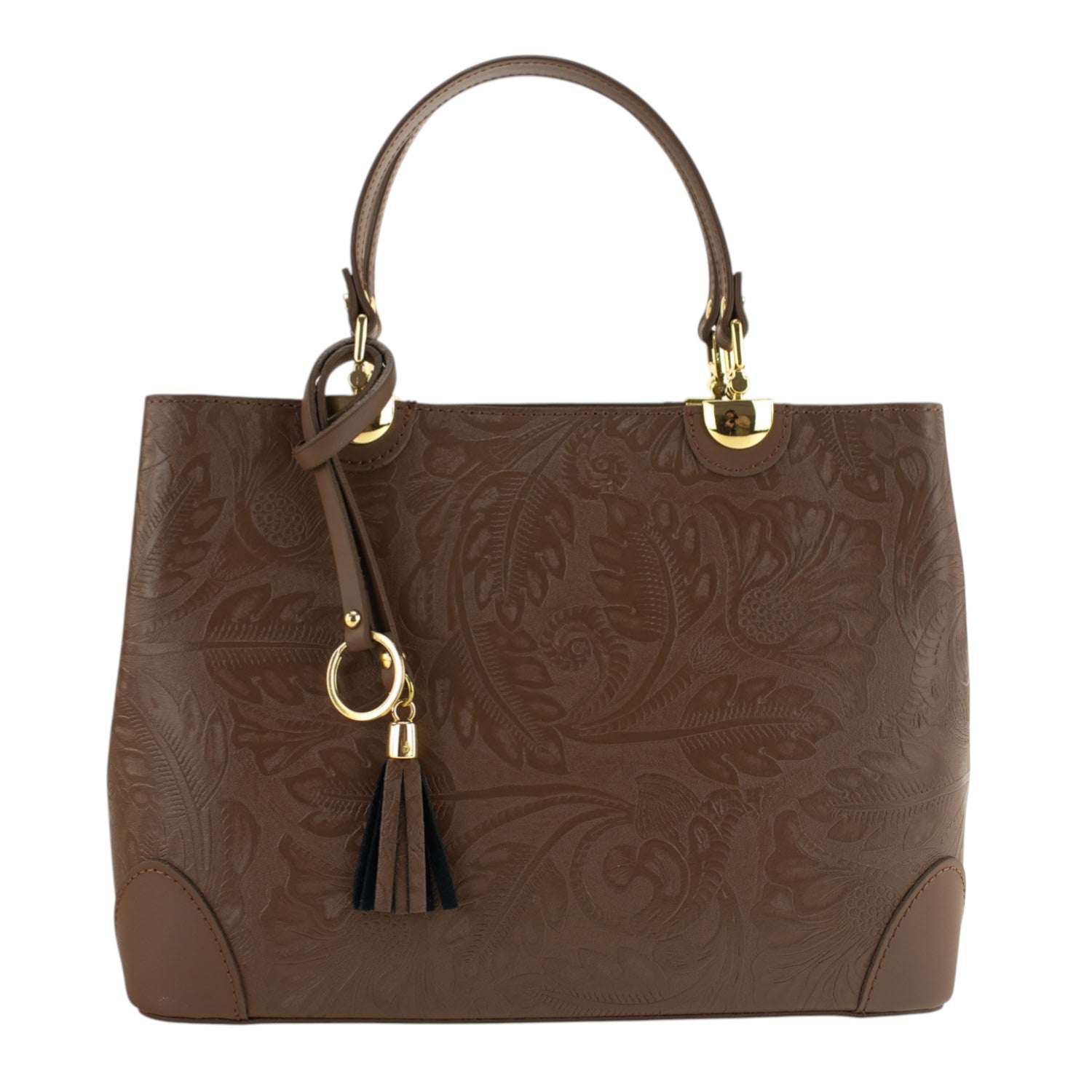 Bolso en piel Pregato Eleganza Grabado Marrón - KimondoShop