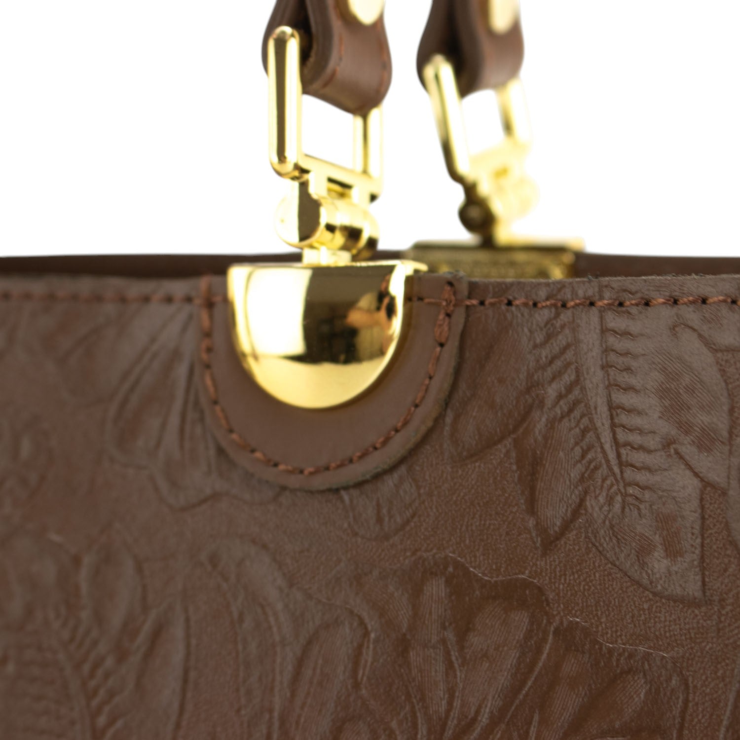 Bolso en piel Pregato Eleganza Grabado Marrón - KimondoShop
