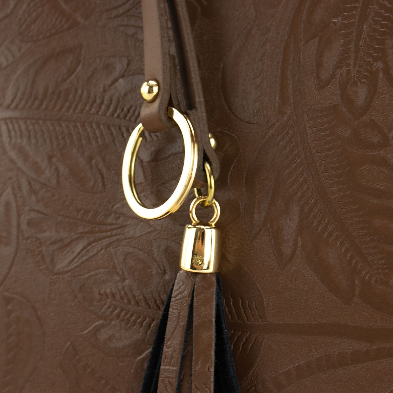 Bolso en piel Pregato Eleganza Grabado Marrón - KimondoShop