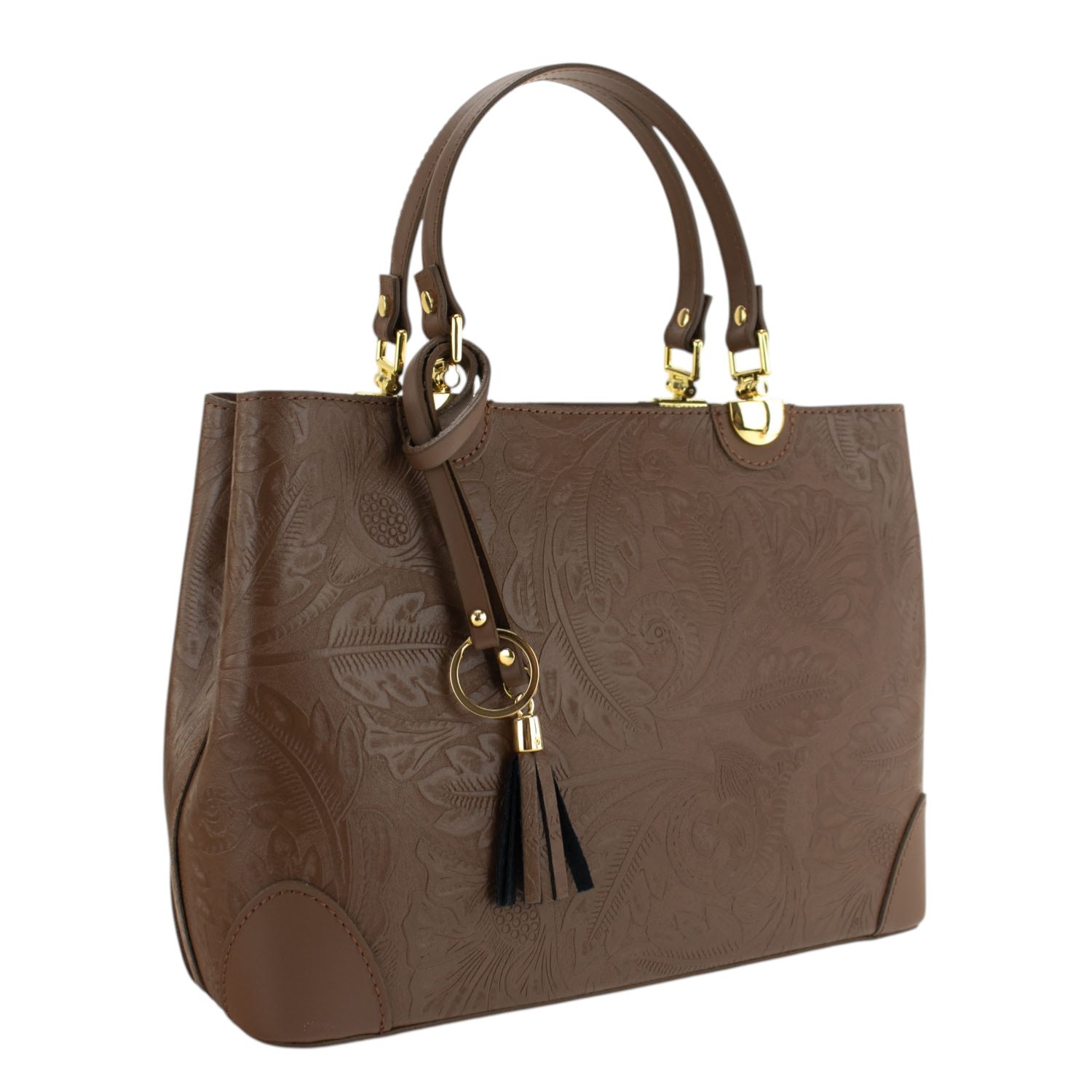 Bolso en piel Pregato Eleganza Grabado Marrón - KimondoShop