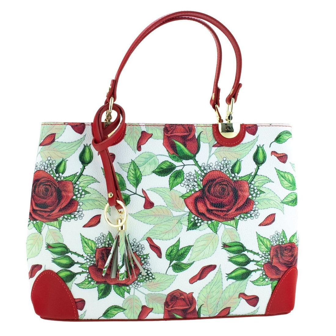 Bolso en piel Pregato Eleganza Rosas verde - KimondoShop