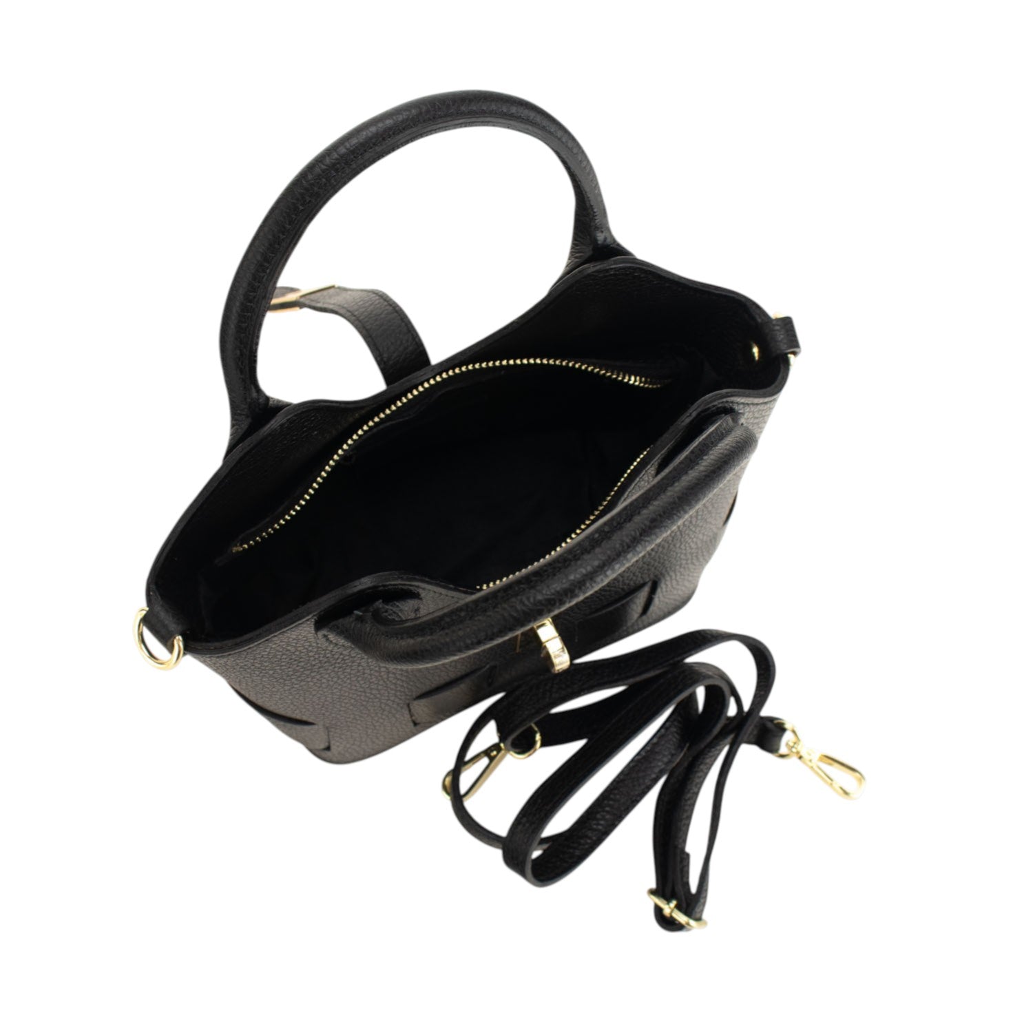 Bolso en Piel Pregato Piccolo tape Negro - KimondoShop