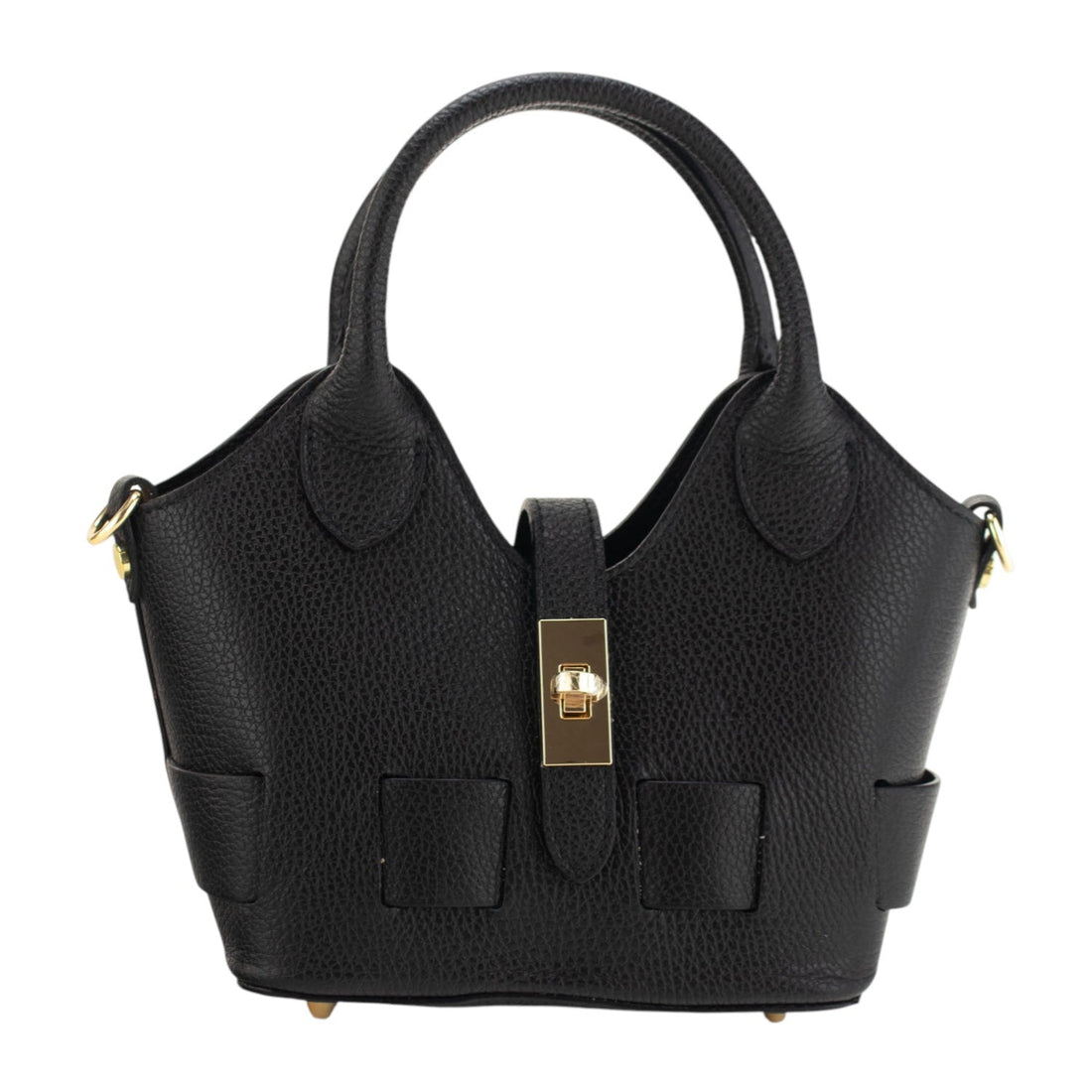 Bolso en Piel Pregato Piccolo tape Negro - KimondoShop