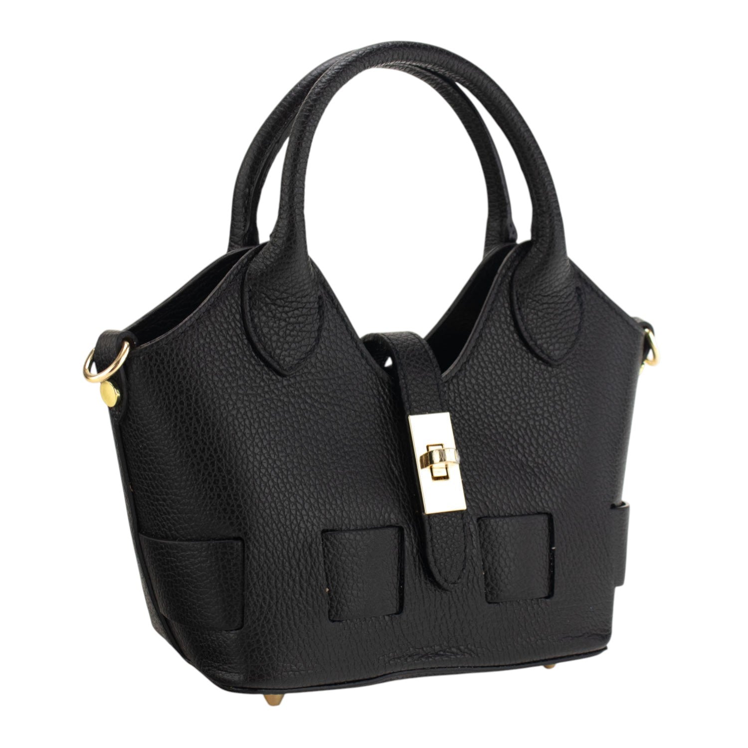 Bolso en Piel Pregato Piccolo tape Negro - KimondoShop