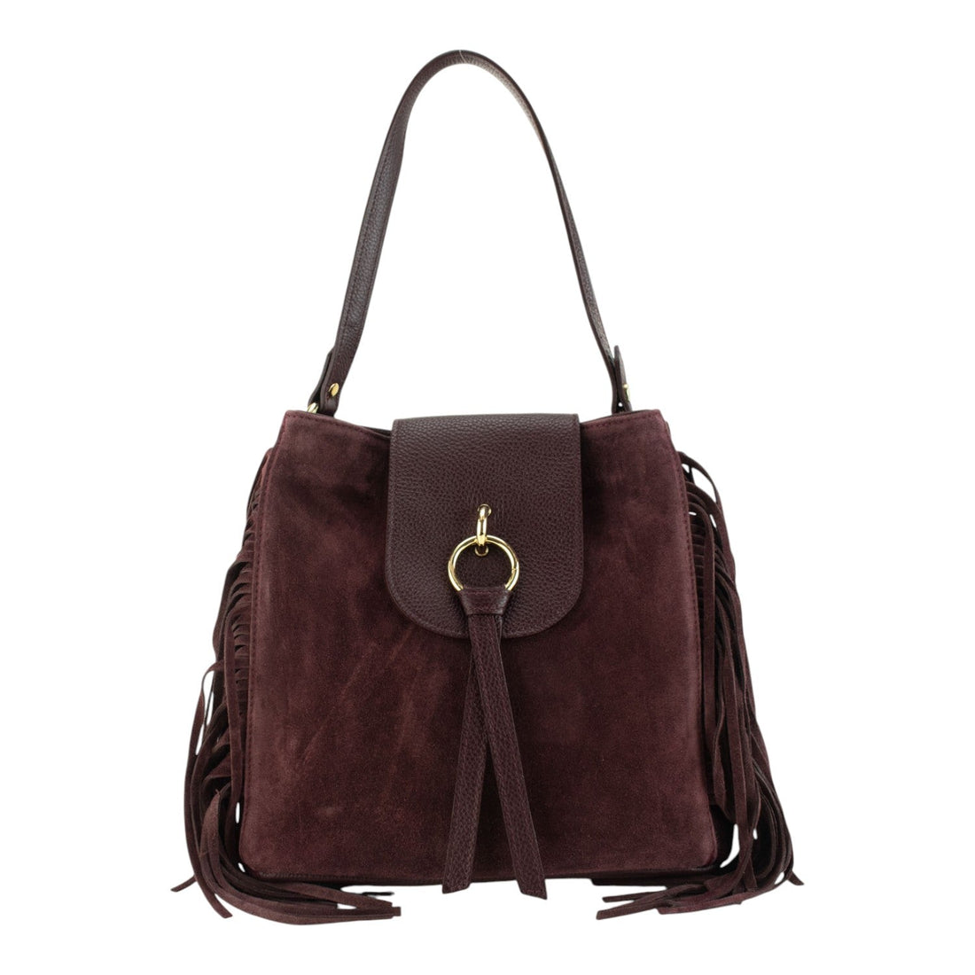 Bolso en piel Pregato Solenne Ante Burdeos - KimondoShop