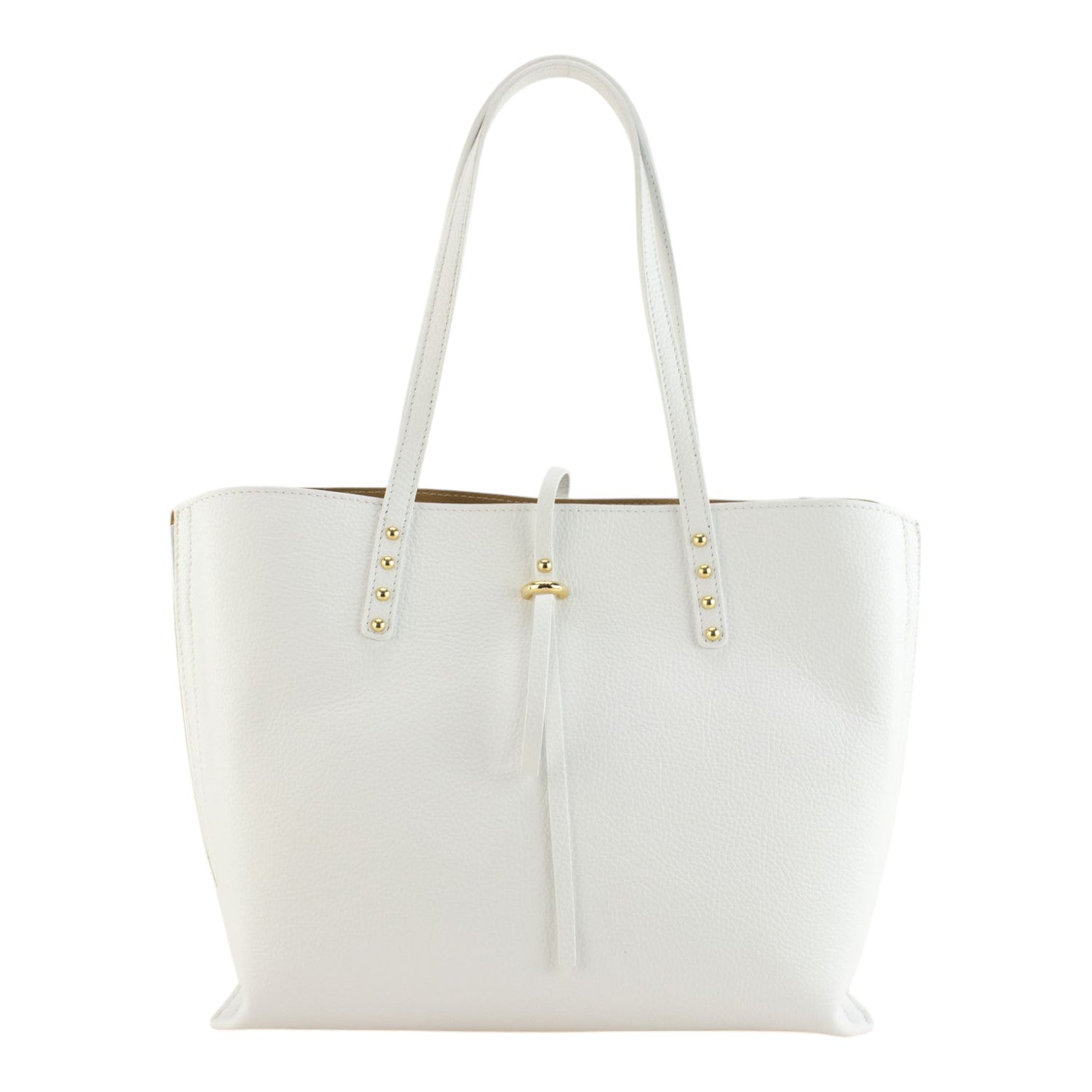 Bolso Shopper en Piel Pregato Loggia Blanco - KimondoShop