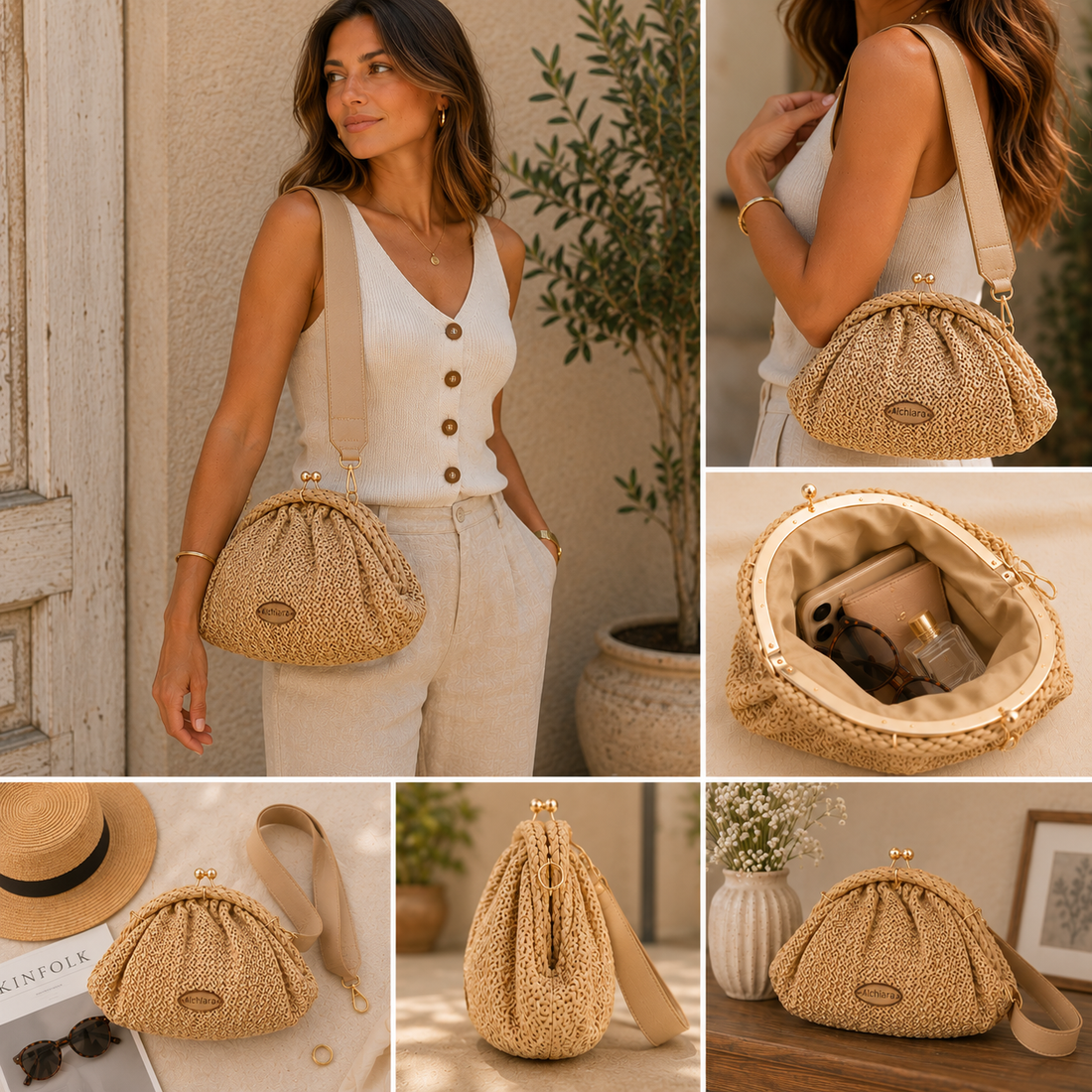 Bolso clutch Alchiara Dione Natural