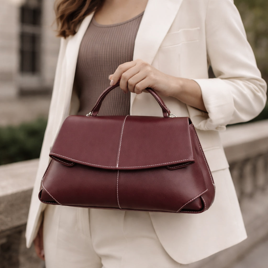 Bolso en piel Pregato Atelier Luxe Burdeos