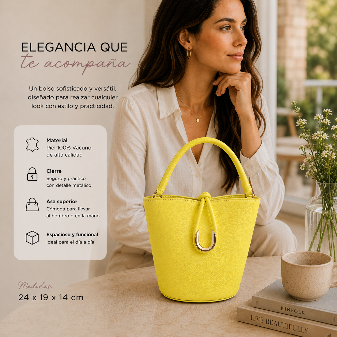 Bolso de mano Pregato Noa Amarillo