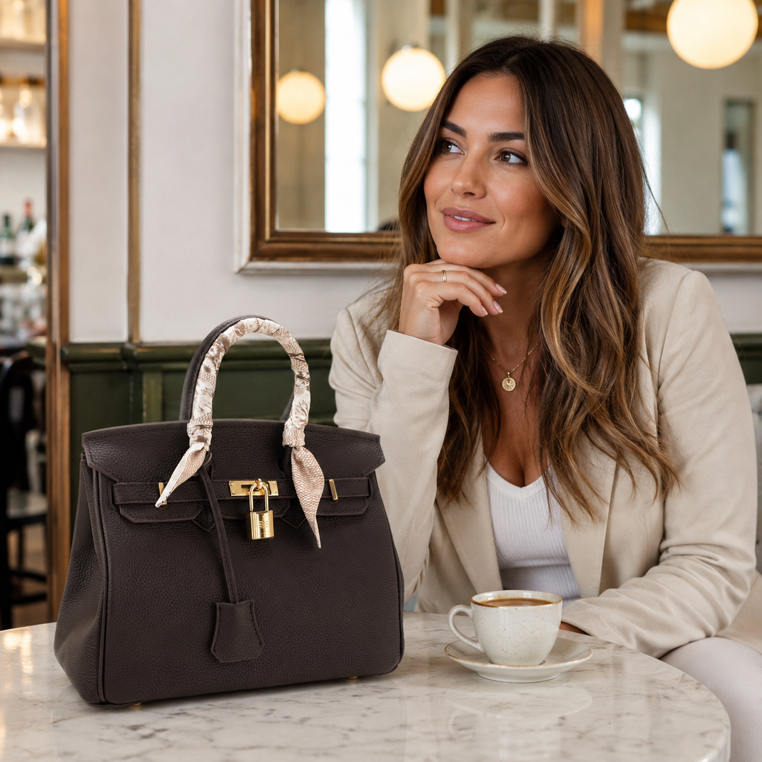 Bolso de mano Pregato Verona Gold Chocolate · 25cm