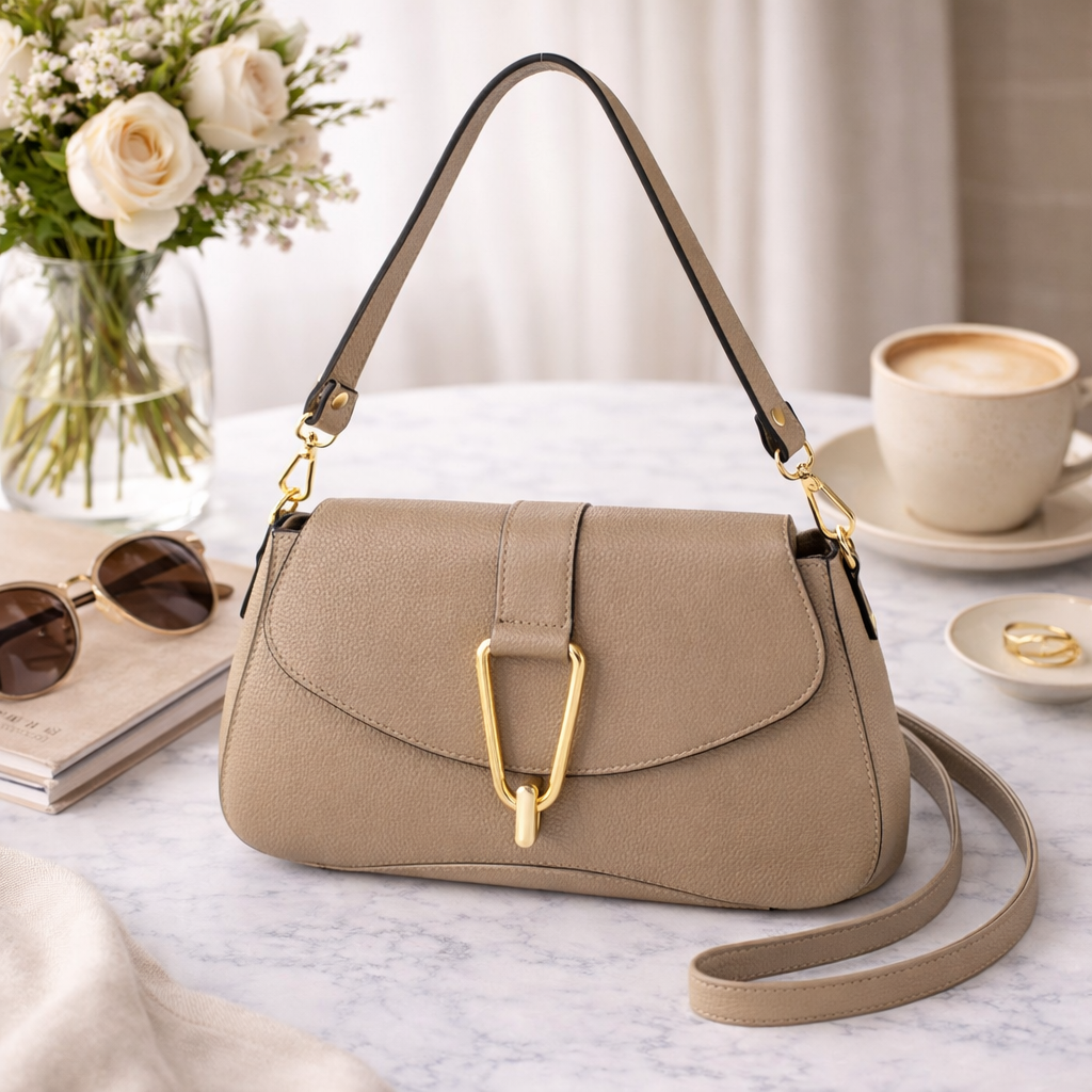Bolso en Piel Pregato Arezzo Taupe