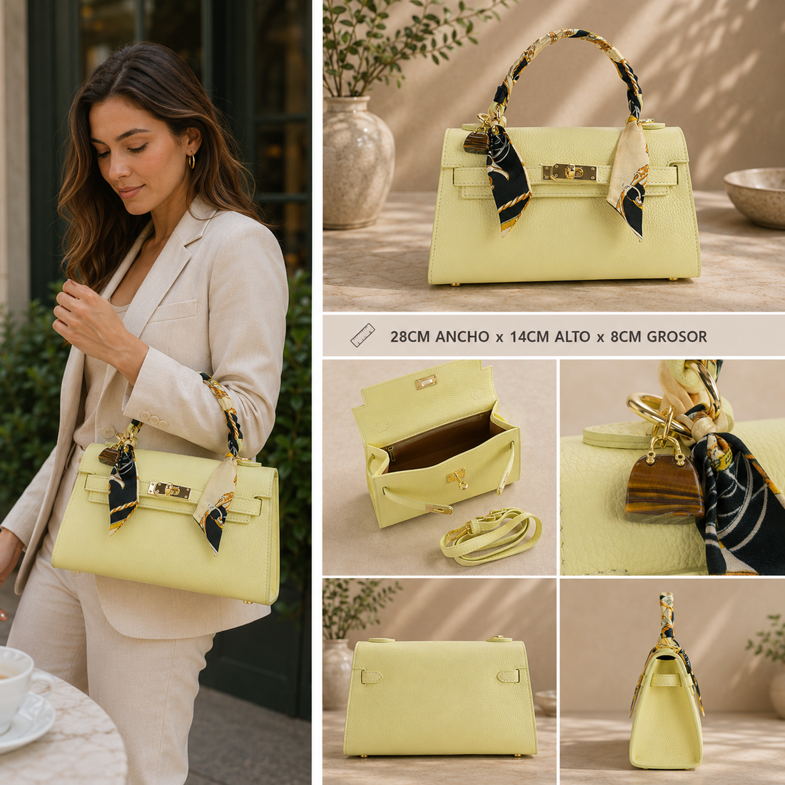 Bolso en Piel Pregato Grazia Mantequilla