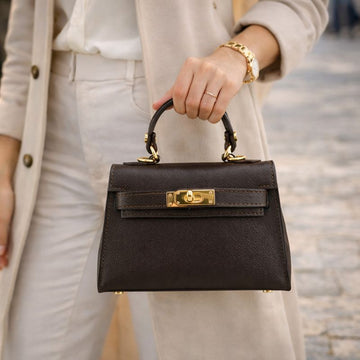 Bolso en Piel Pregato mini Latenza Chocolate