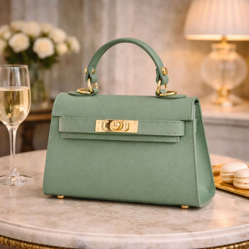 Bolso en Piel Pregato mini Latenza Verde Aguamarina - KimondoShop