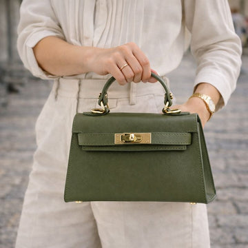 Bolso en Piel Pregato mini Latenza Verde Oliva