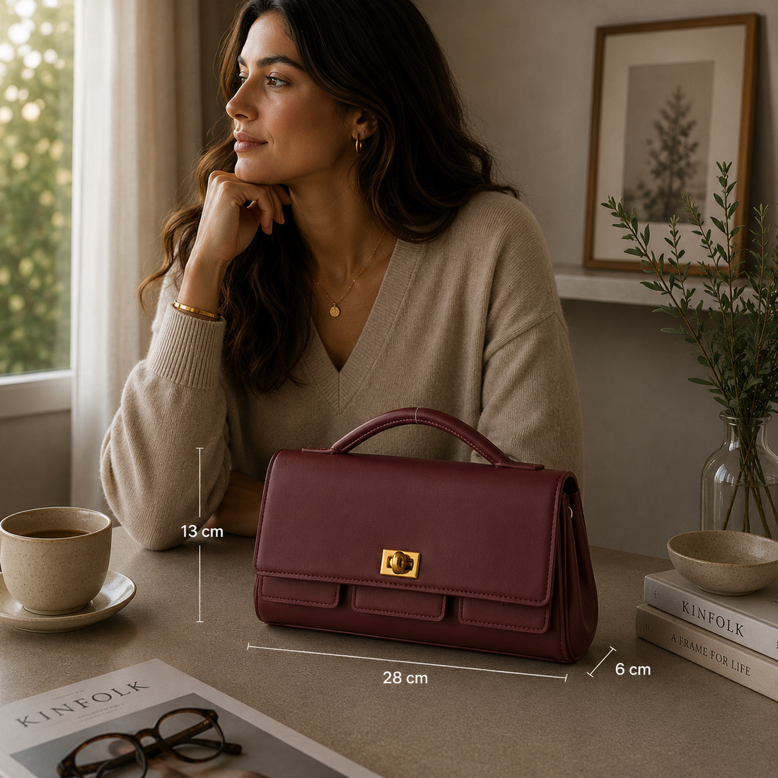 Bolso en piel Pregato Grace Burdeos