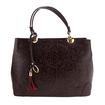 Bolso en piel Pregato Eleganza Grabado Burdeos