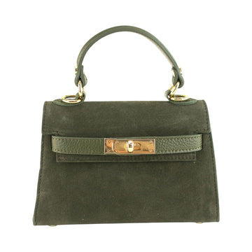 Bolso en Piel Pregato mini Latenza Ante Verde Oliva