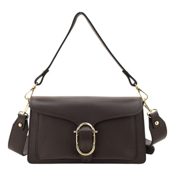 Bandolera Piel Pregato Fíbula Chocolate