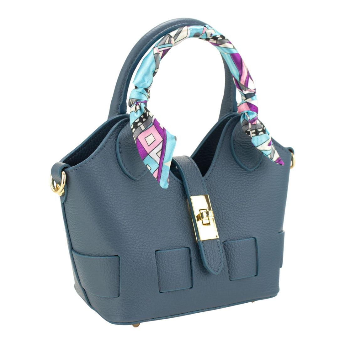 Bolso en Piel Pregato Piccolo tape Azul Jeans