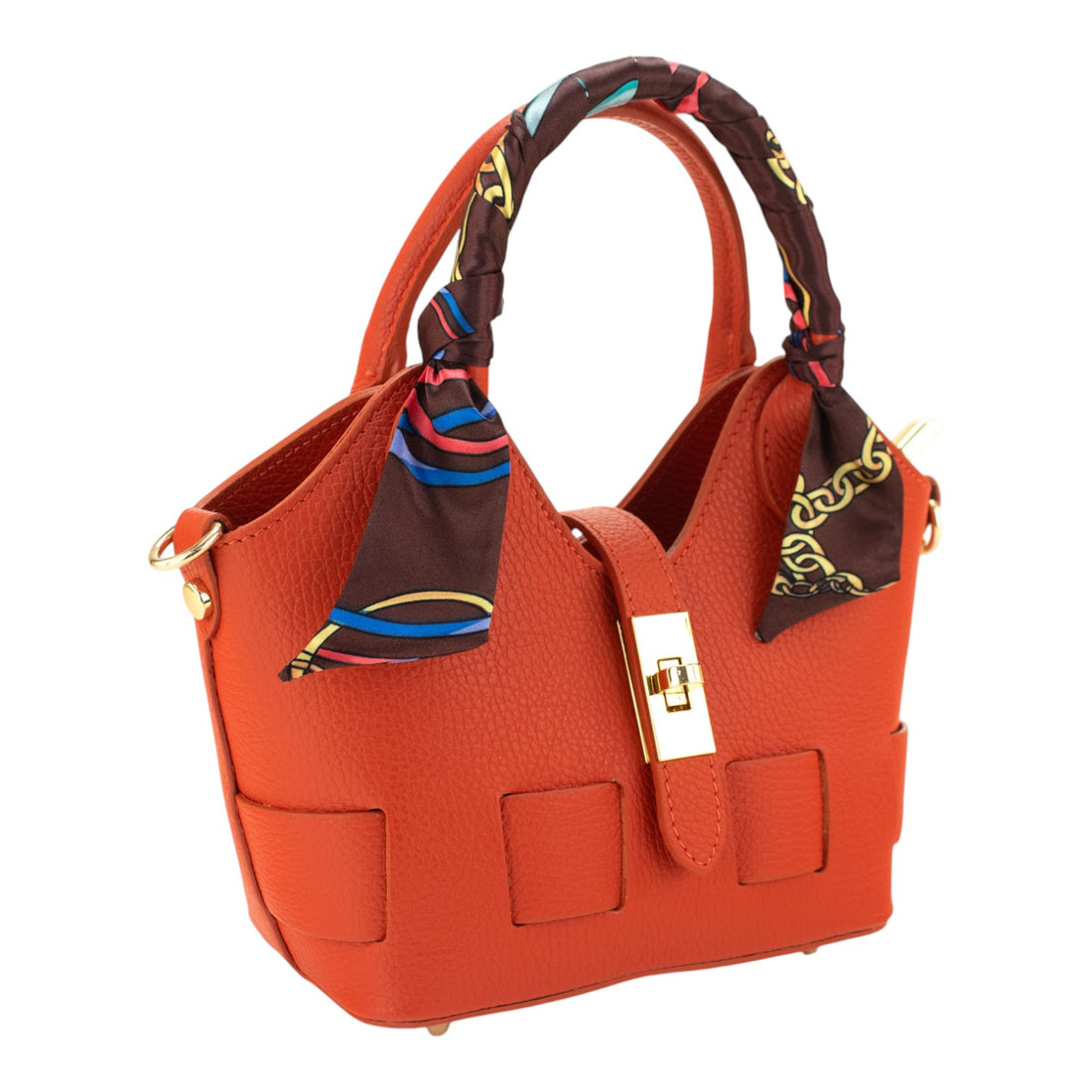 Bolso en Piel Pregato Piccolo tape Naranja