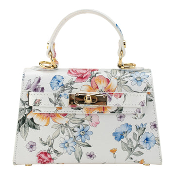 Bolso en Piel Pregato mini Flores Azules
