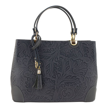 Bolso en piel Pregato Eleganza Grabado Gris azulado oscuro