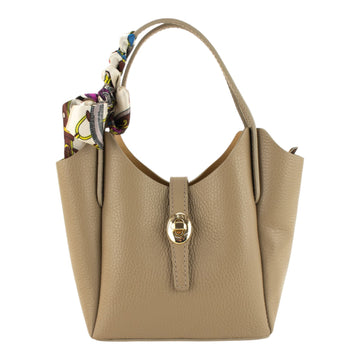Bolso de Piel Pregato Carina Taupe