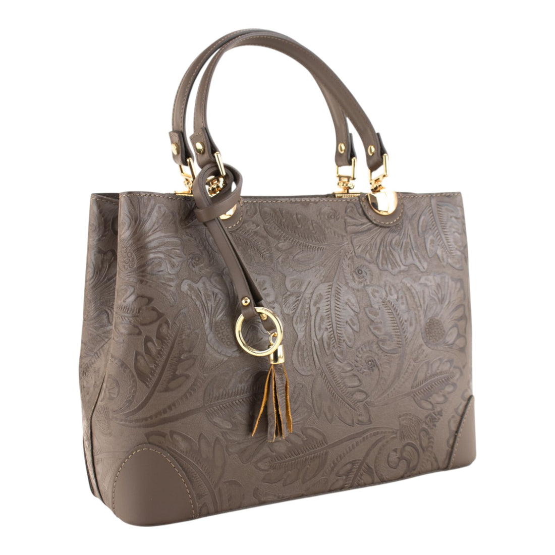 Bolso en piel Pregato Eleganza Grabado Taupe