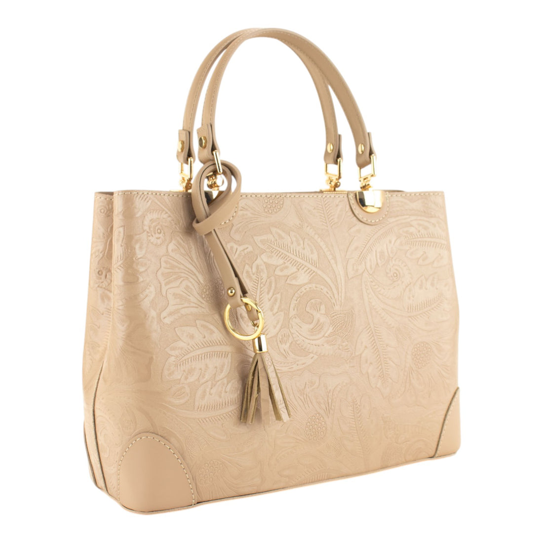 Bolso en piel Pregato Eleganza Grabado Taupe claro